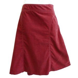 Fei ANTHRO Skirt Dusty Red Corduroy Midi A Line Zip 10